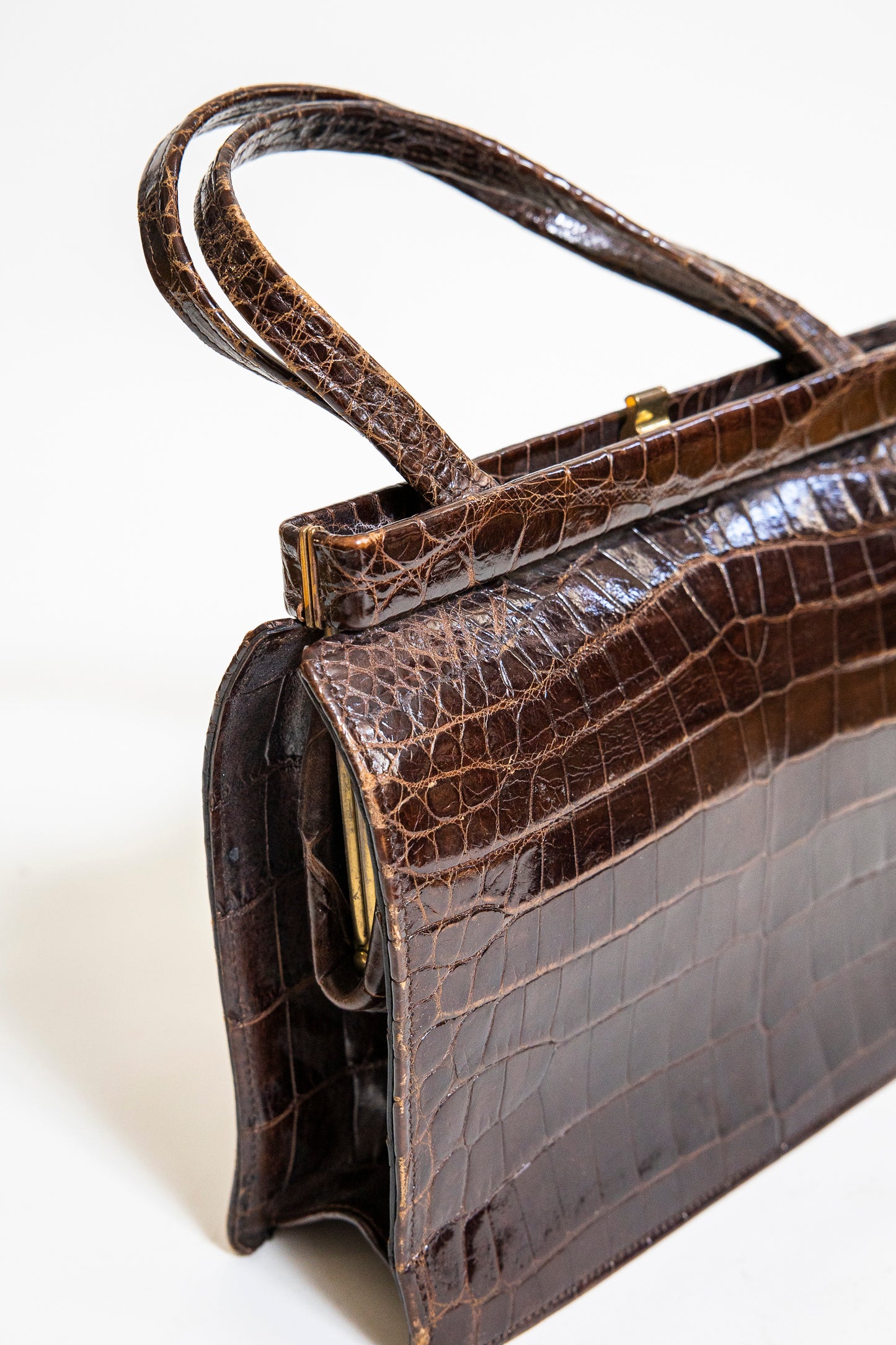 Vintage Brown Croc Leather Handbag