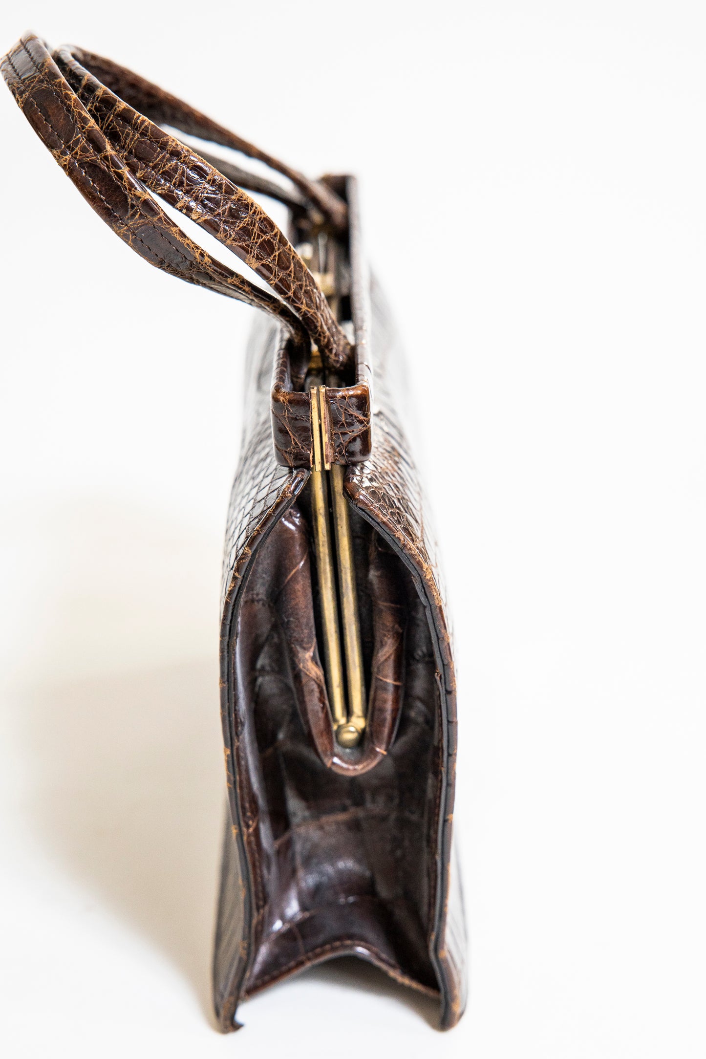 Vintage Brown Croc Leather Handbag