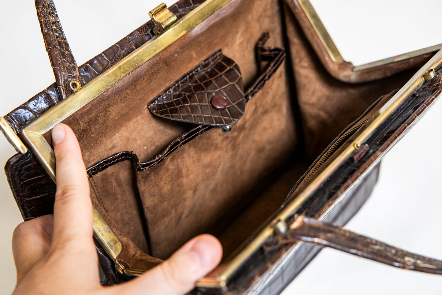 Vintage Brown Croc Leather Handbag