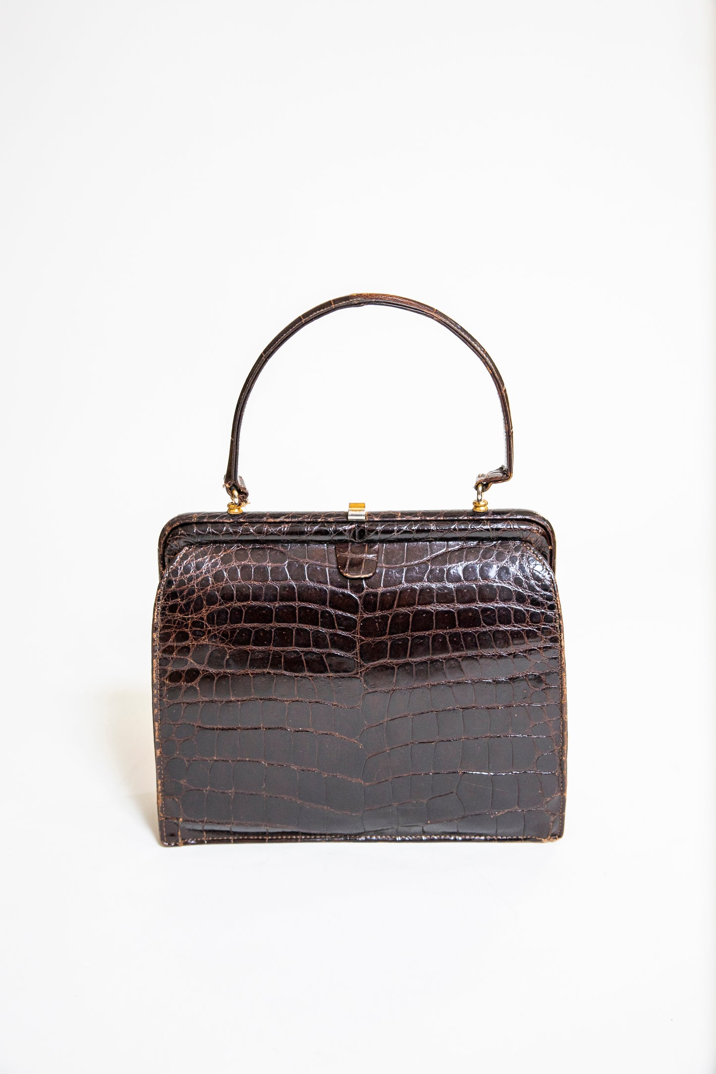 Vintage Brown Croc Leather Handbag