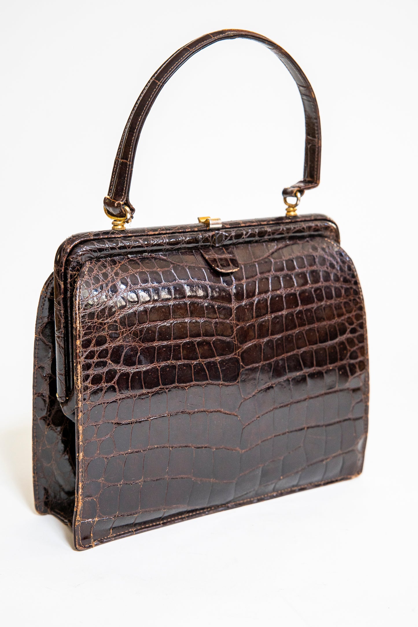 Vintage Brown Croc Leather Handbag