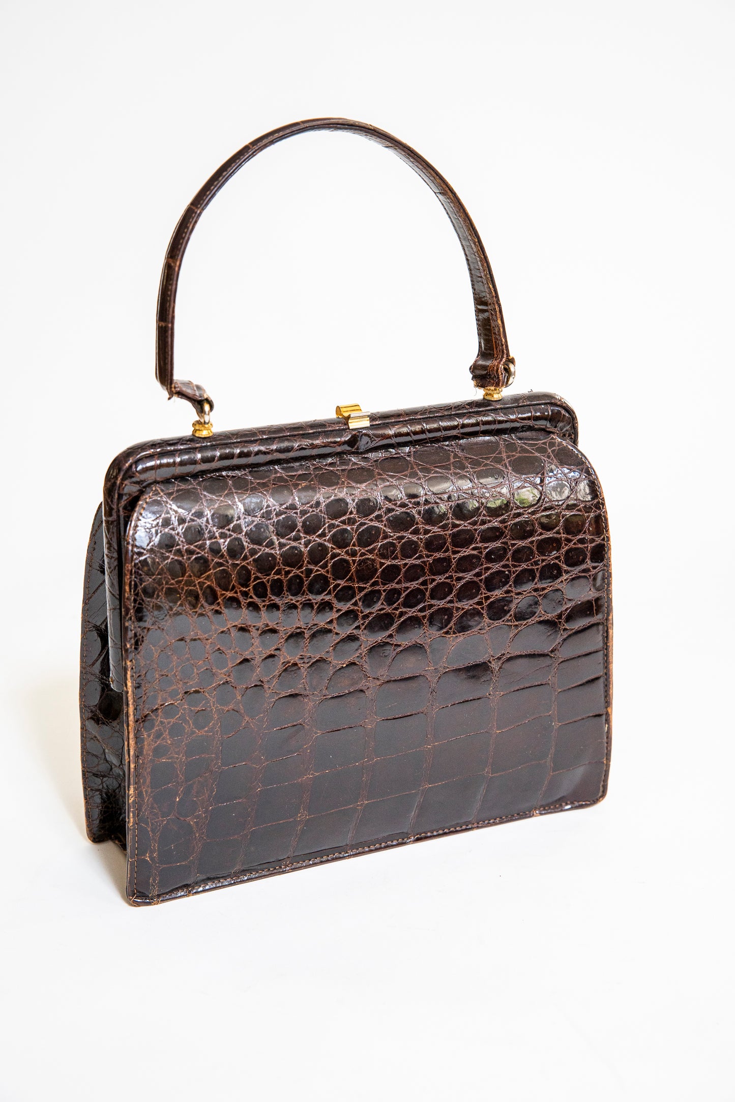 Vintage Brown Croc Leather Handbag