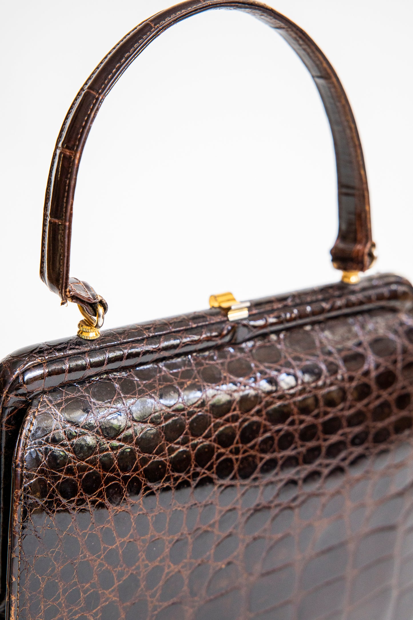 Vintage Brown Croc Leather Handbag