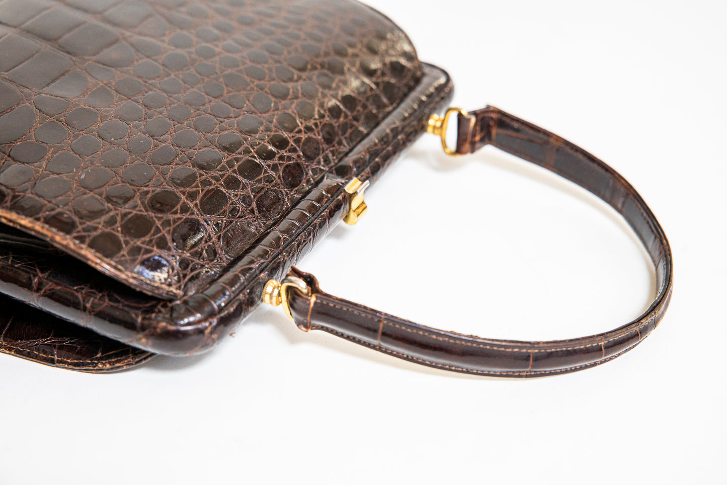 Vintage Brown Croc Leather Handbag