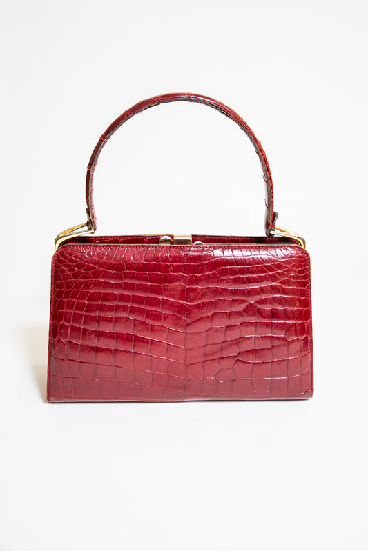 Vintage Red Crocodile Handbag
