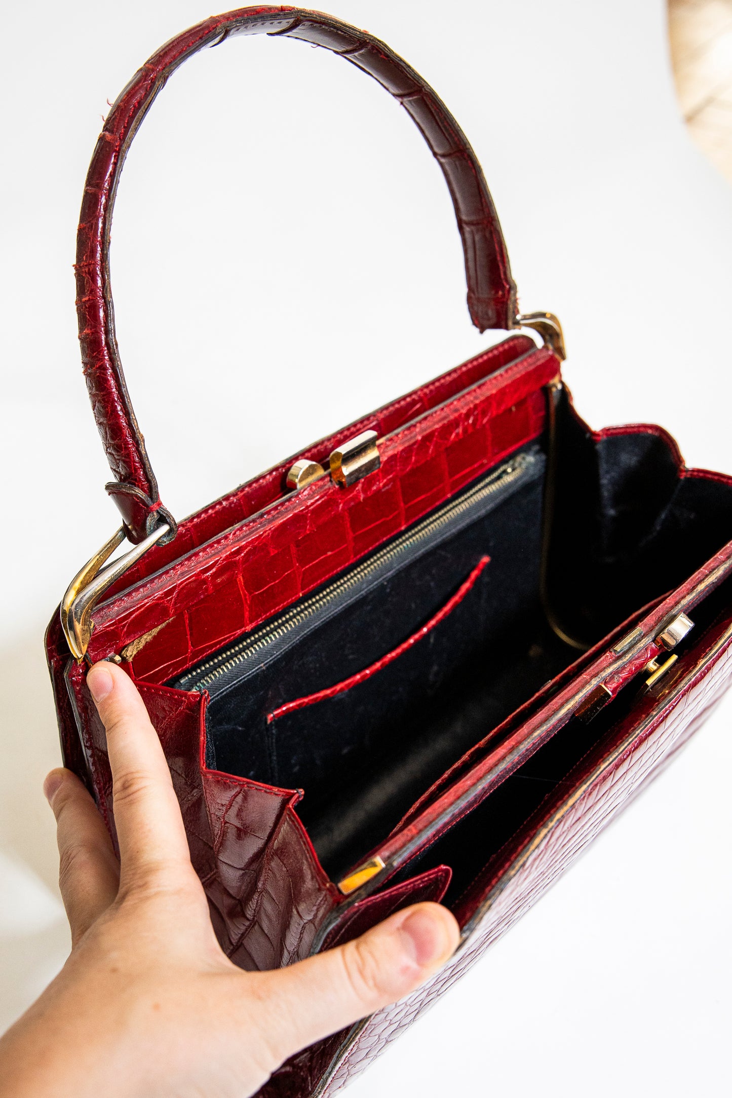 Vintage Red Crocodile Handbag