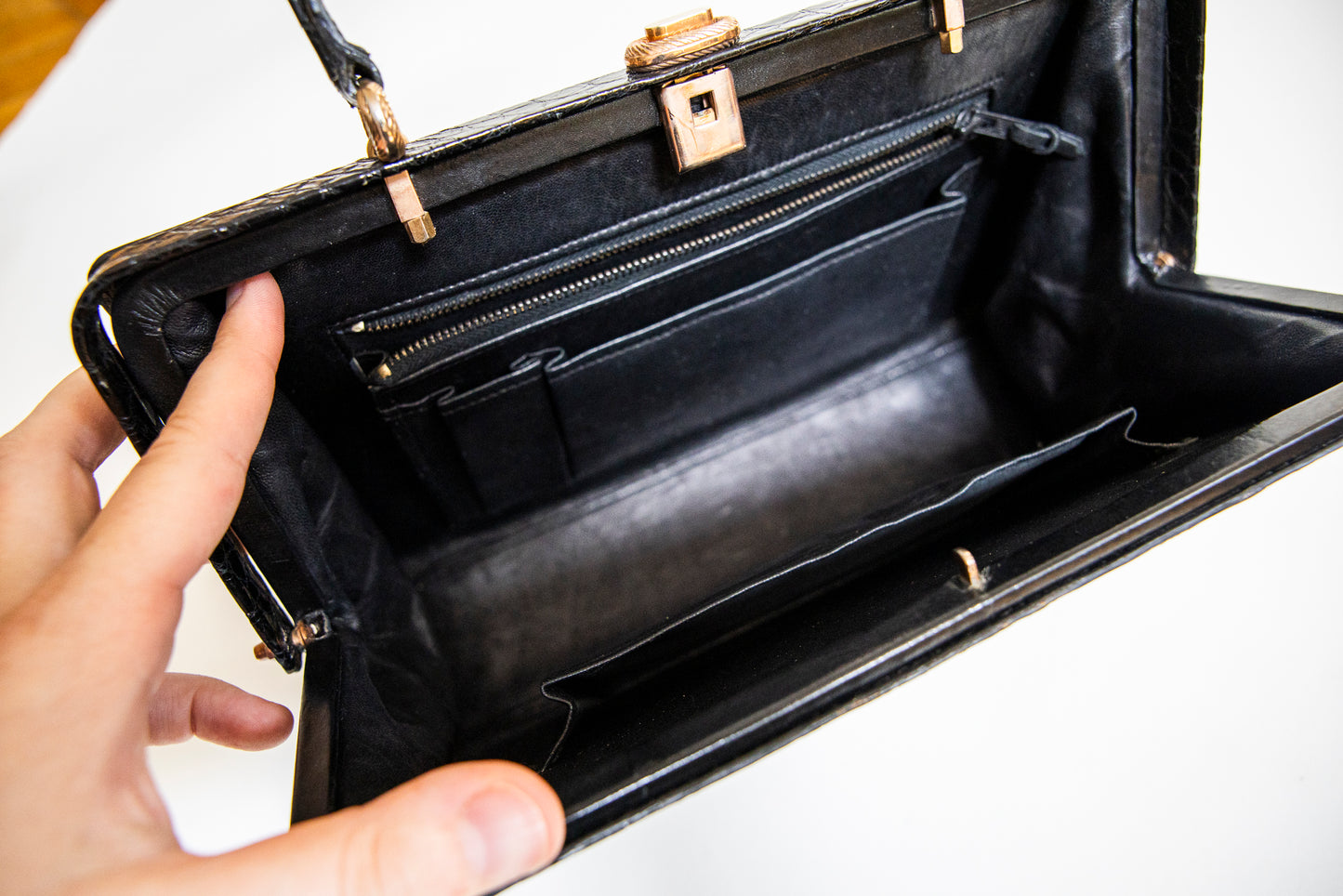 Vintage Black Crocodile Bag