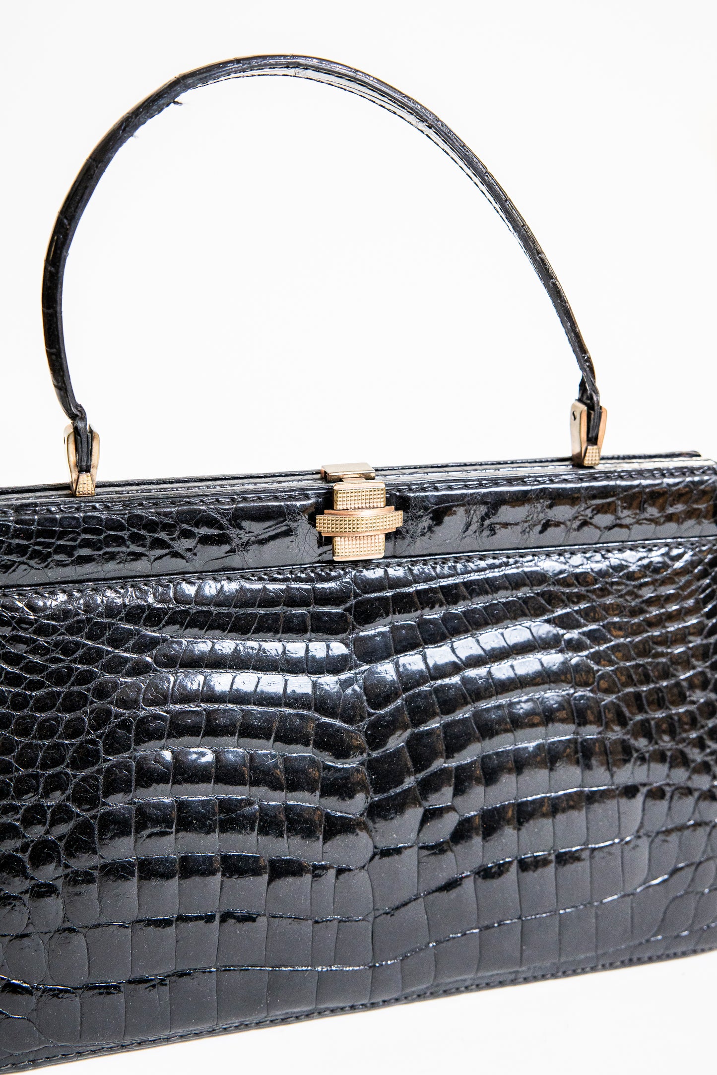 Vintage Black Croc Handbag