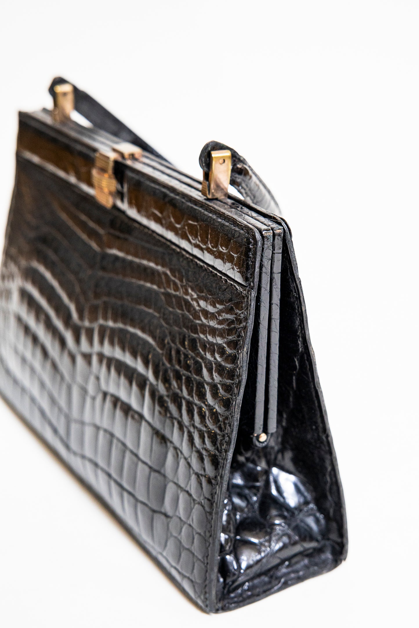 Vintage Black Croc Handbag