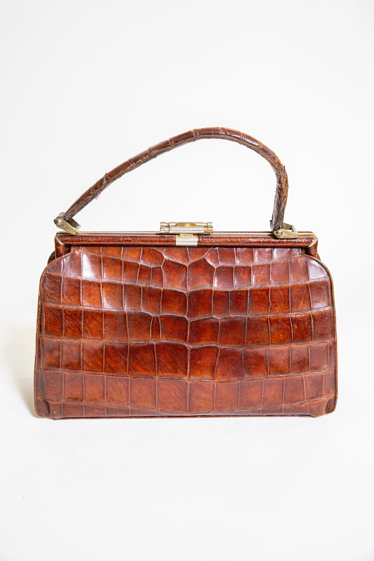 Vintage 1940's Brown Croc Handbag