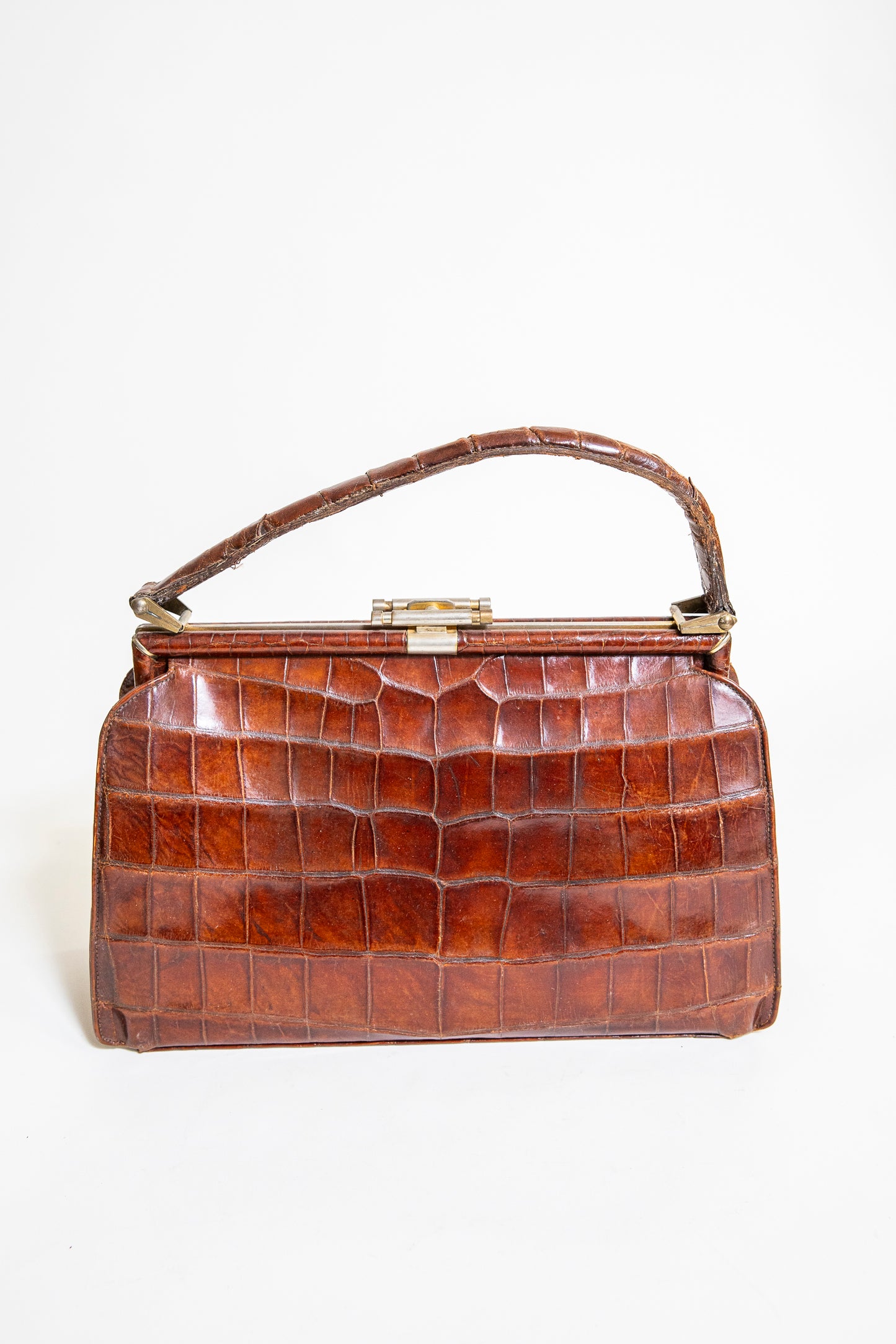 Vintage 1940's Brown Croc Handbag