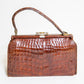 Vintage 1940's Brown Croc Handbag