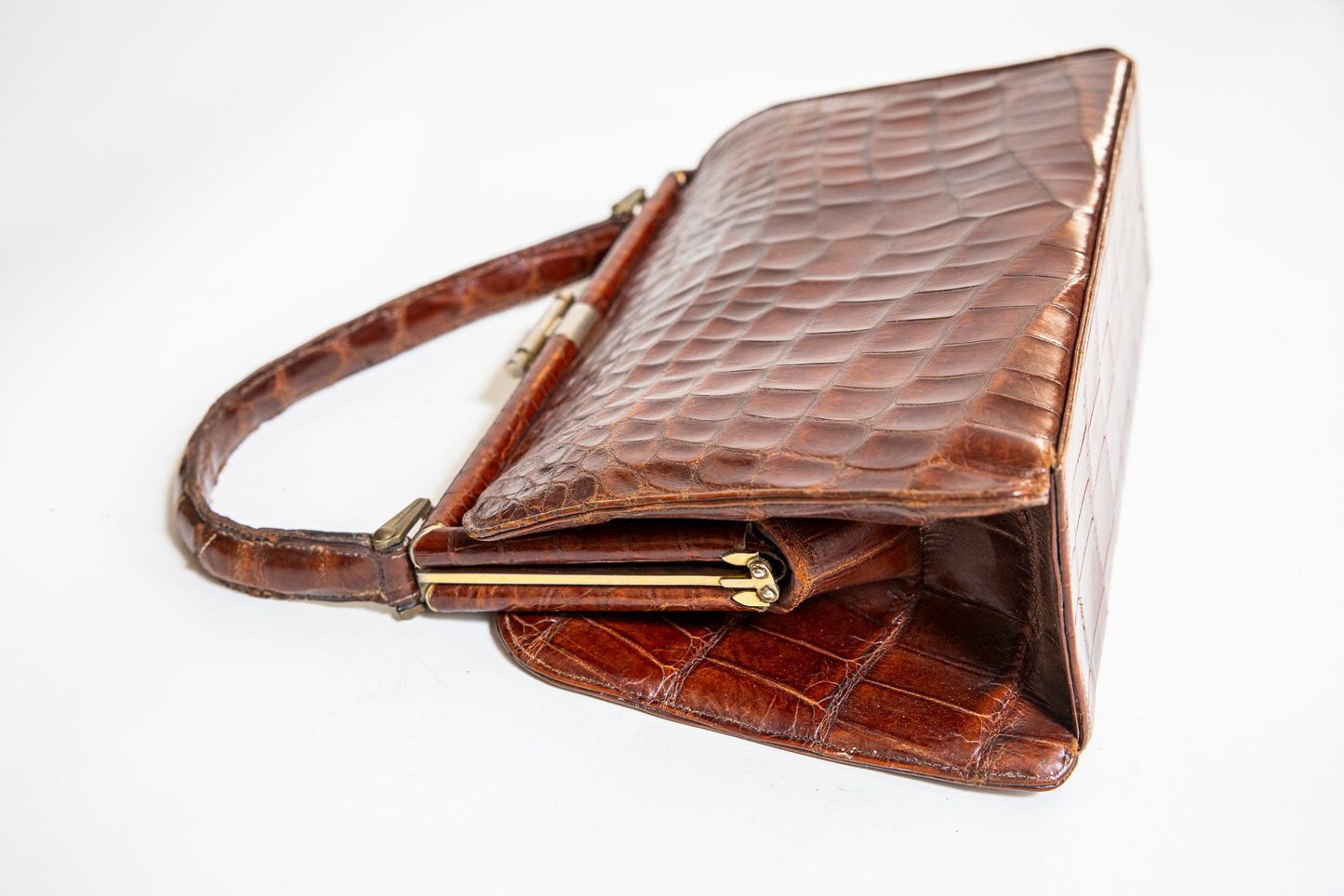 Vintage 1940's Brown Croc Handbag