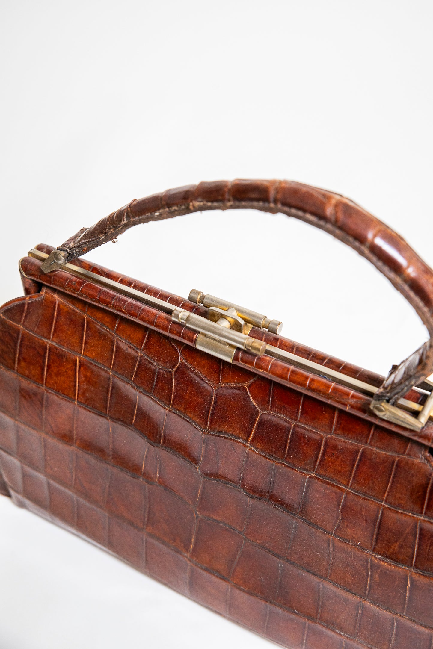 Vintage 1940's Brown Croc Handbag