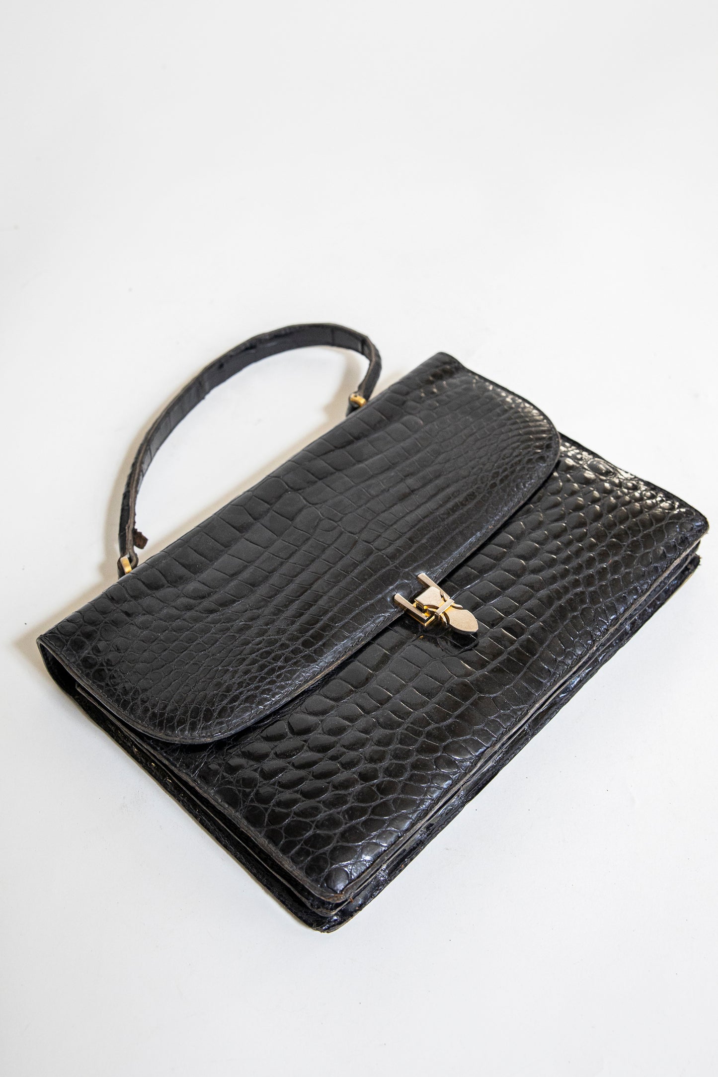 Vintage Black Crocodile Handbag