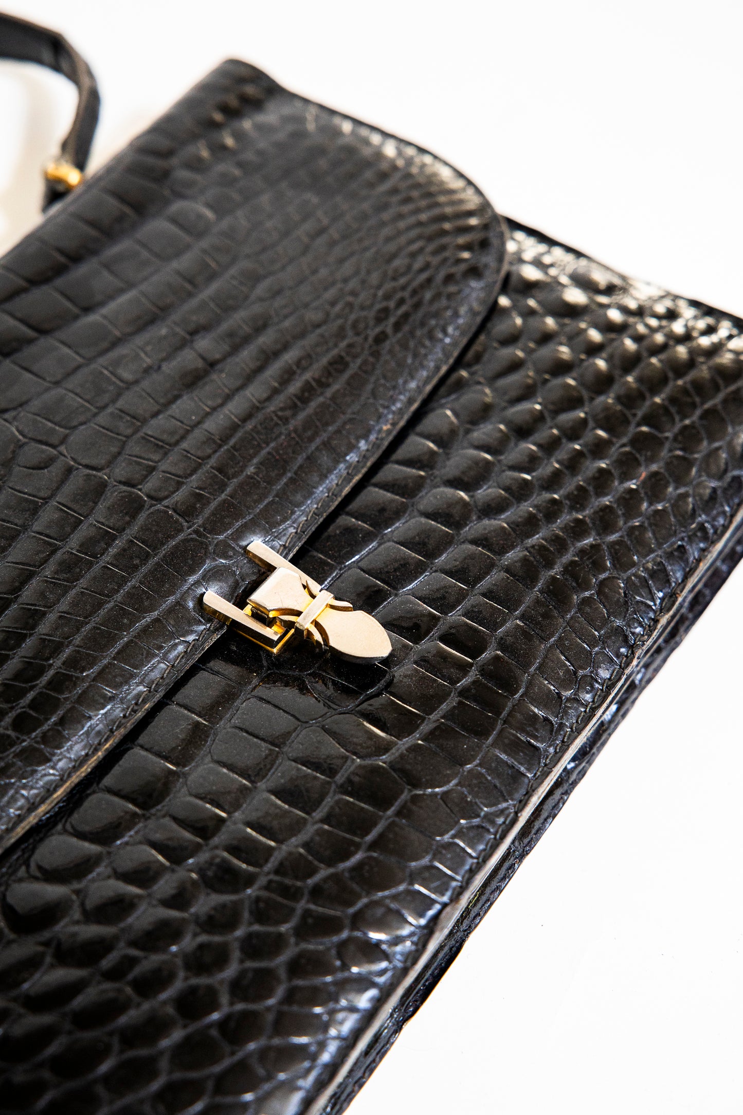 Vintage Black Crocodile Handbag