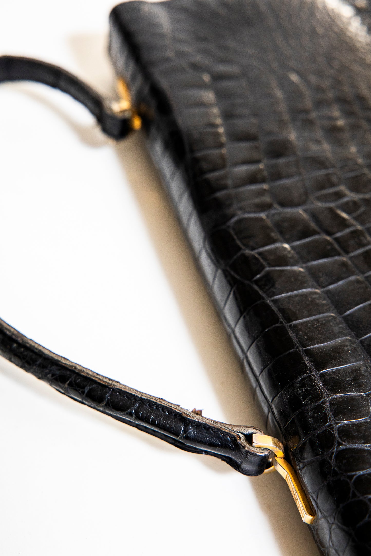 Vintage Black Crocodile Handbag