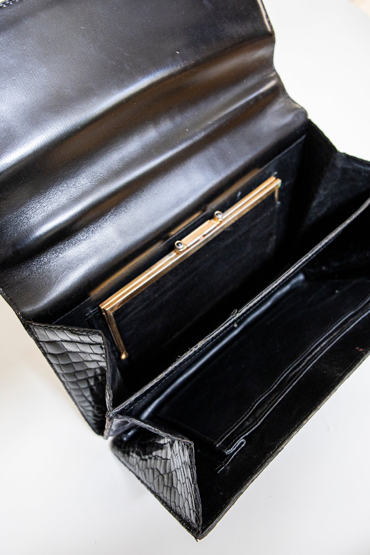 Vintage Black Crocodile Handbag