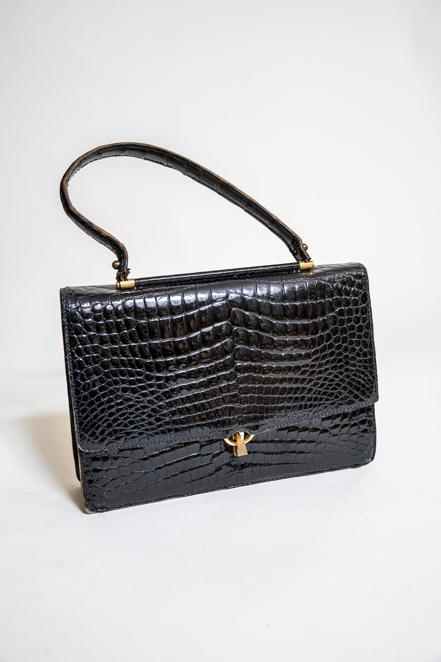 Vintage Black Crocodile Bag