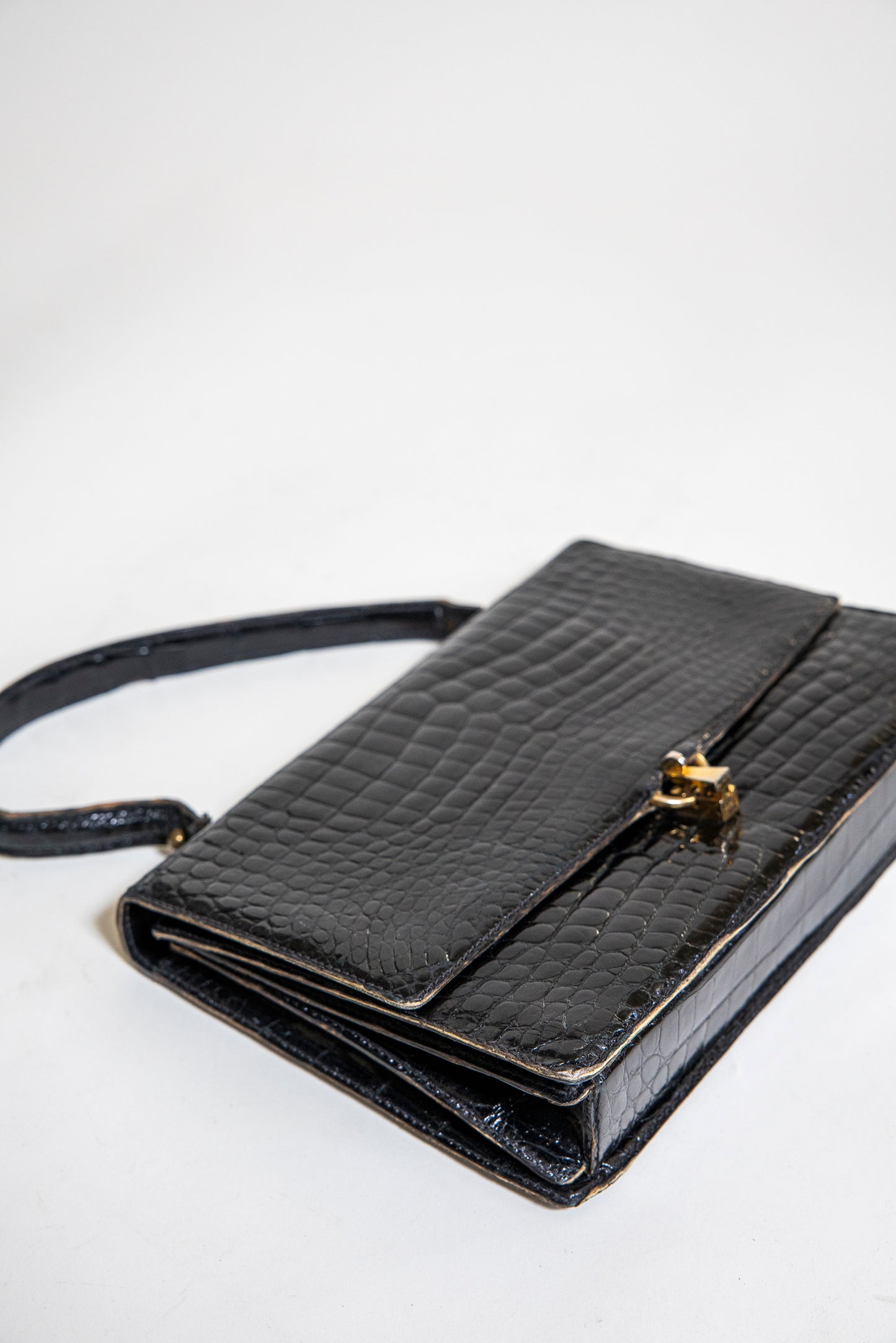 Vintage Black Crocodile Bag