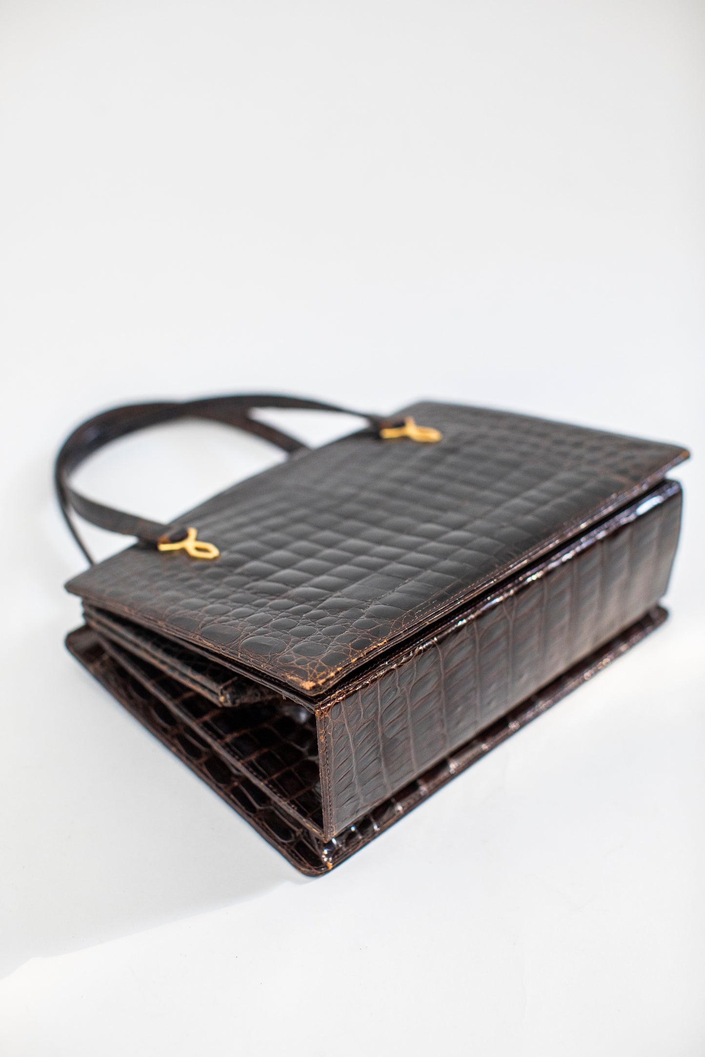Vintage Brown Croc Bag with Two Handles