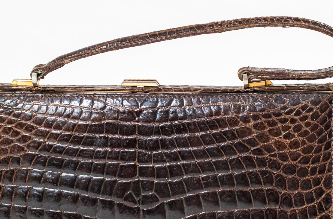 Vintage Brown Crocodile Bag