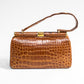 Vintage Caramel Brown Crocodile Handbag