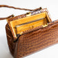 Vintage Caramel Brown Crocodile Handbag