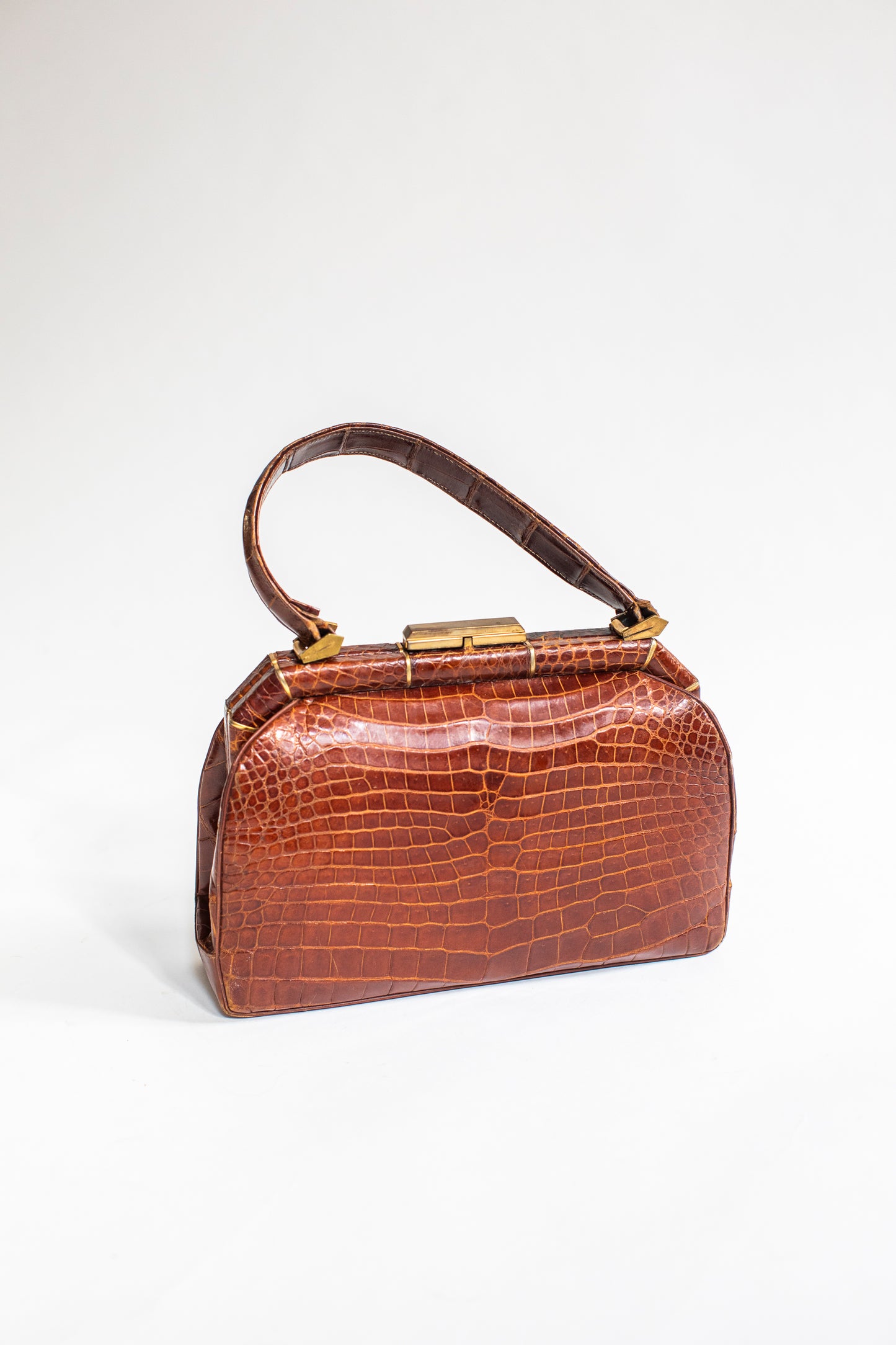 Vintage 40's Brown Croc Bag