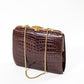 Large Vintage Brown Croc Bag with a Chain