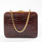 Large Vintage Brown Croc Bag with a Chain