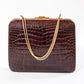 Large Vintage Brown Croc Bag with a Chain