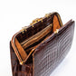 Large Vintage Brown Croc Bag with a Chain