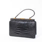 Large Vintage Black Croc Bag