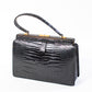 Large Vintage Black Croc Bag