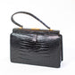 Large Vintage Black Croc Bag