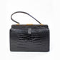 Large Vintage Black Croc Bag
