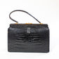 Large Vintage Black Croc Bag
