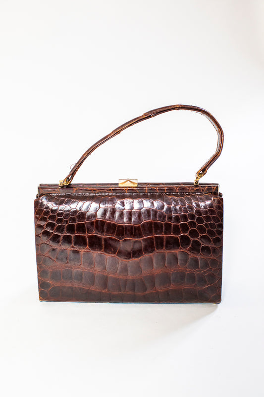 Vintage Brown Crocodile Handbag