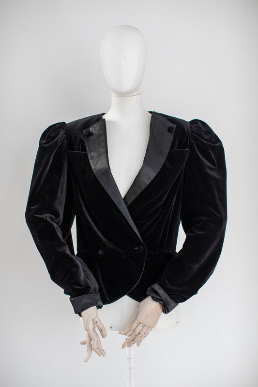 Vintage Austrian Black Velvet Blazer by Sportalm Size M/L