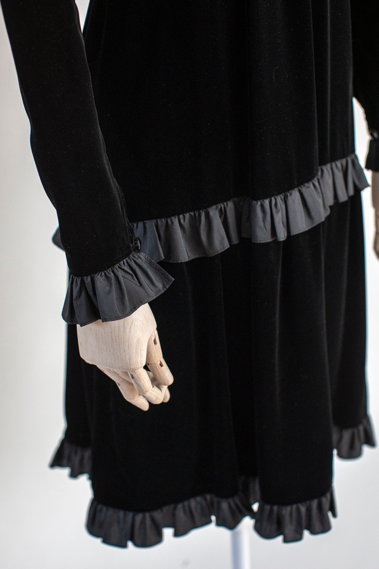 1970s Vintage Black Velvet Evening Dress by Yves Saint Laurent Rive Gauche Size S-M