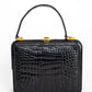 Vintage 1960 Black Crocodile Leather Handbag