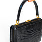 Vintage 1960 Black Crocodile Leather Handbag