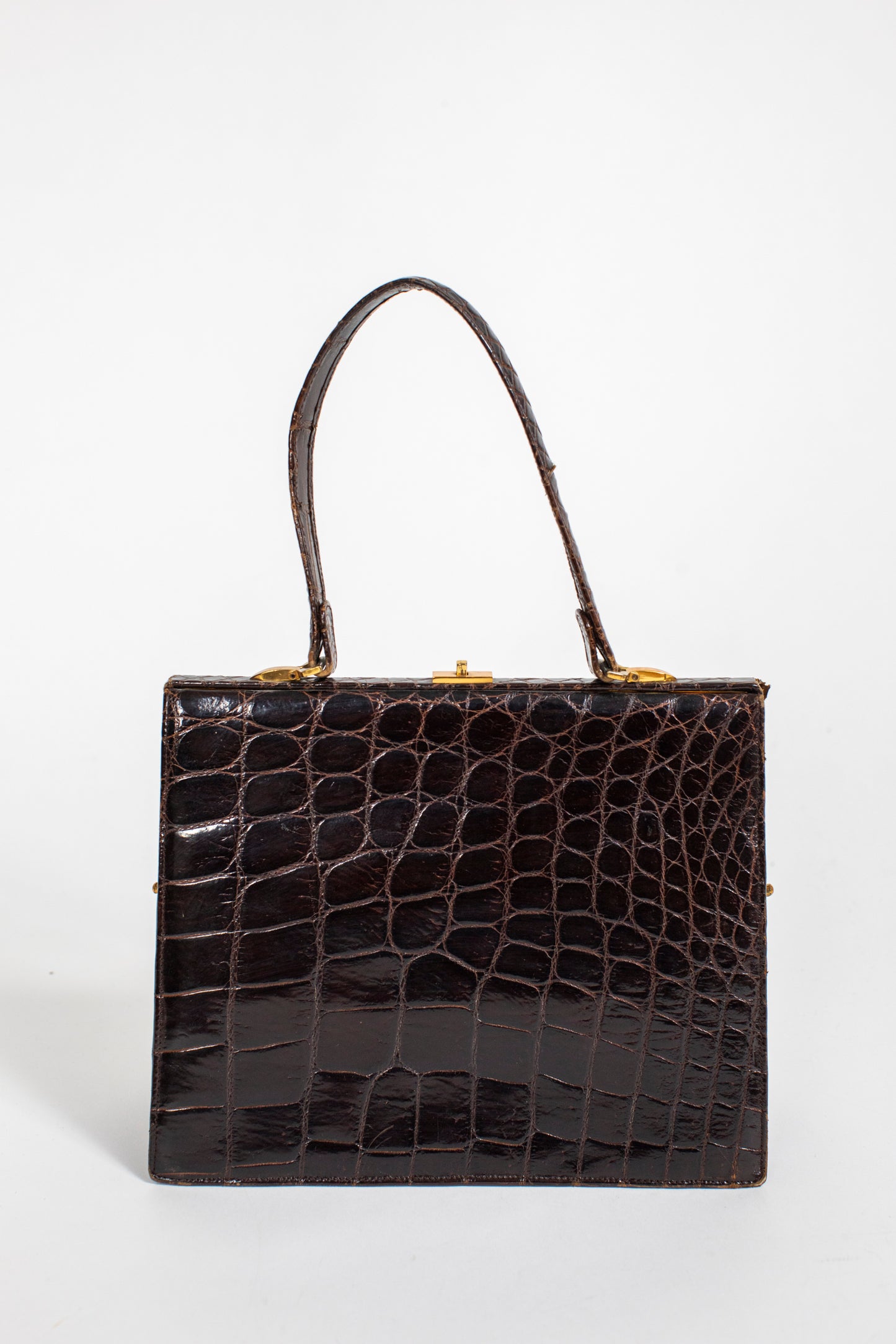 Vintage Burgundy Brown Croc Leather Handbag