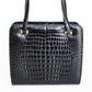 1950 Vintage Black Croc Leather Handbag