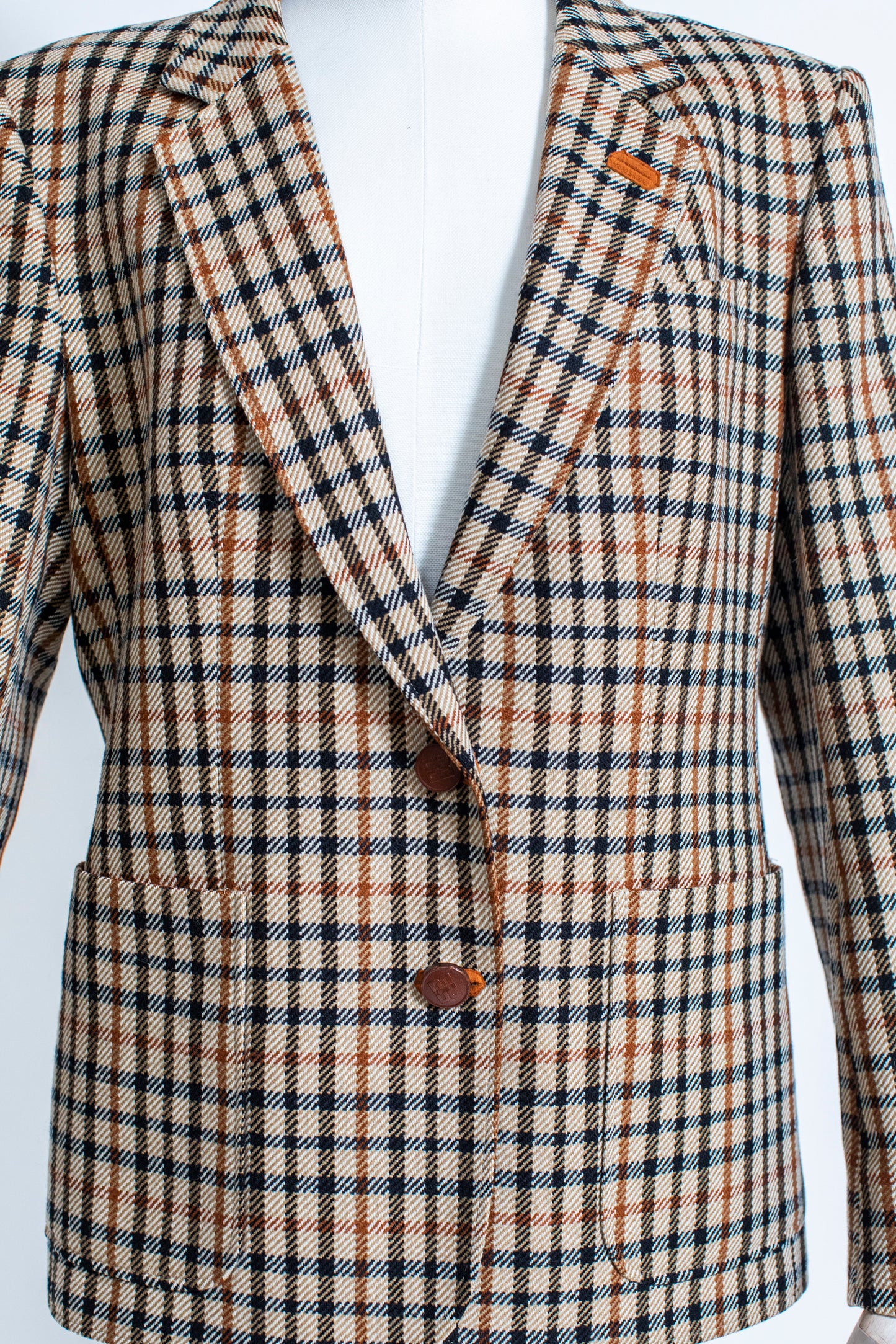 Vintage Checked Wool Blazer by DAKS  Size S-M