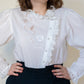 1980s Vintage embroidered cotton white blouse Size S-M