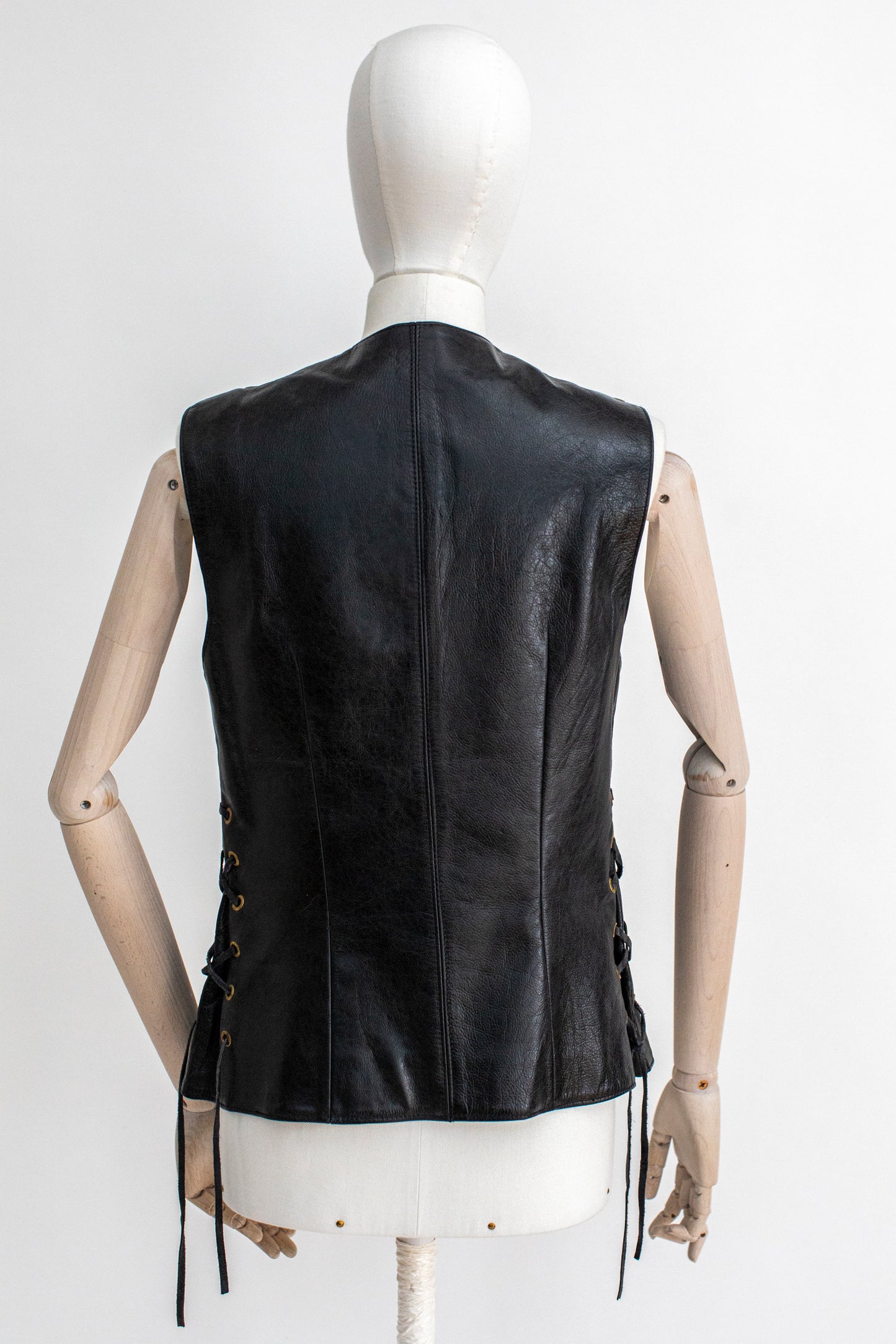 Vintage Versace Jeans Coutur Black Leather Vest
