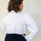 1980s Vintage embroidered cotton white blouse Size S-M