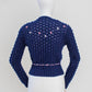 Vintage Blue Hand Knitted Austrian Cardigan with Floral Embroidery Size XXS-XS